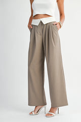 ENSLEY CONTRAST WAIST LONG PANTS