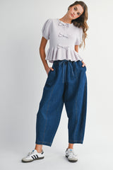 SANDRINE DENIM BARREL LEG PANTS