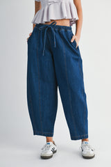 SANDRINE DENIM BARREL LEG PANTS