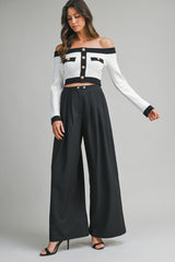 MANON PLEATED DETAIL WIDE PANTS