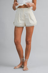 GABI TWILL LACE HEM SHORTS