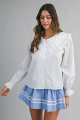 STACY RIC RAC TRIMMED SHIRRING MINI SKORT