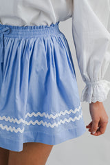 STACY RIC RAC TRIMMED SHIRRING MINI SKORT