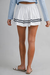 STACY RIC RAC TRIMMED SHIRRING MINI SKORT