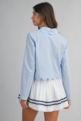 STACY RIC RAC TRIMMED SHIRRING MINI SKORT
