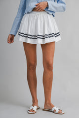 STACY RIC RAC TRIMMED SHIRRING MINI SKORT
