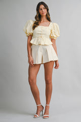 NELLY TWILL PLEATED SHORTS