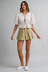 NELLY TWILL PLEATED SHORTS