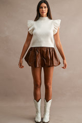 MIA FAUX LEATHER BUBBLE SKORT