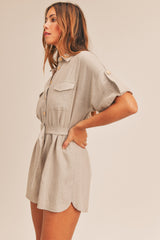 ALICE LINEN BUTTON UP ROMPER