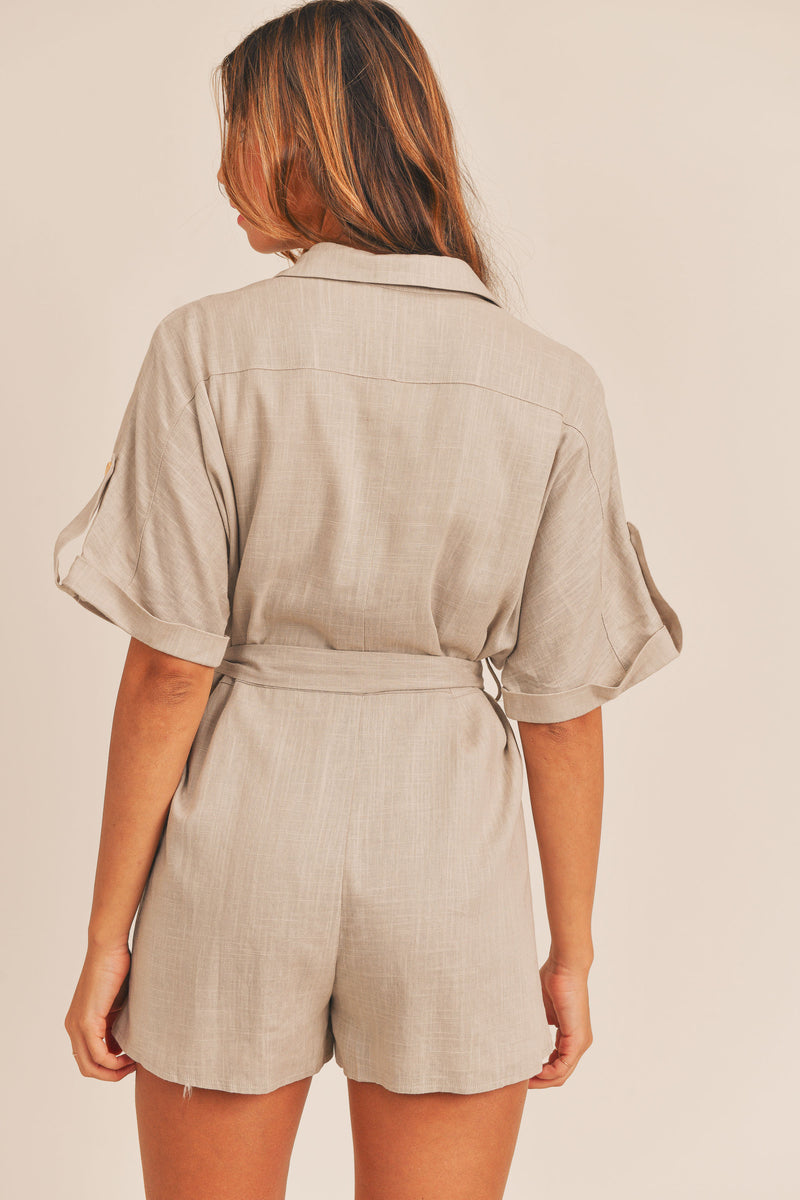 ALICE LINEN BUTTON UP ROMPER