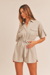 ALICE LINEN BUTTON UP ROMPER