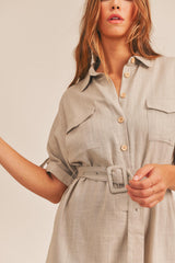 ALICE LINEN BUTTON UP ROMPER