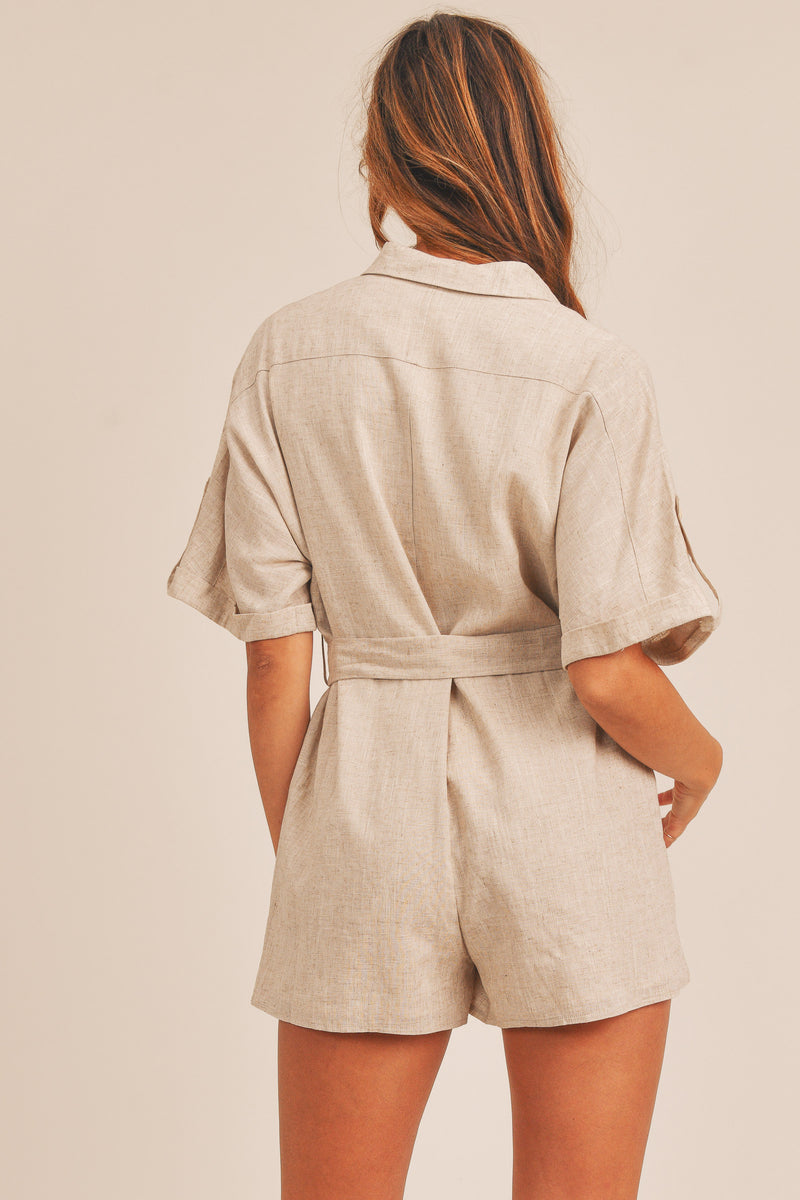 ALICE LINEN BUTTON UP ROMPER