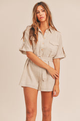 ALICE LINEN BUTTON UP ROMPER