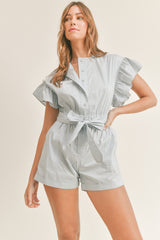 KENDRA RUFFLE SLEEVE ROMPER