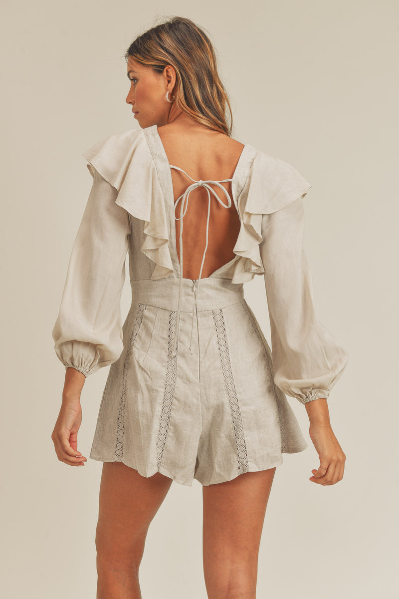 MANON RUFFLE & LACE TRIM ROMPER