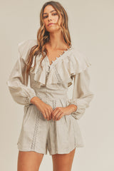 MANON RUFFLE & LACE TRIM ROMPER