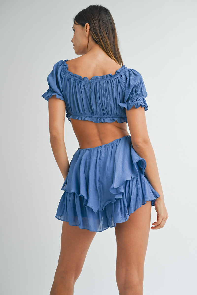NEVAEH RUFFLED SIDE AND BACK ROMPER