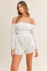 LEANNA OFF SHOULDER CUTOUT ROMPER