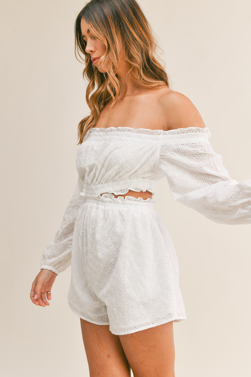 LEANNA OFF SHOULDER CUTOUT ROMPER