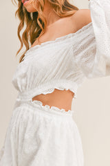 LEANNA OFF SHOULDER CUTOUT ROMPER