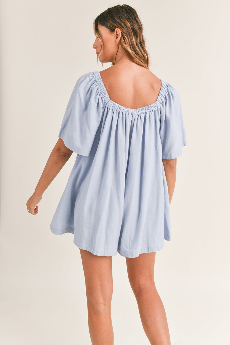 MYISHA SQUARE NECK BOW TIED ROMPER