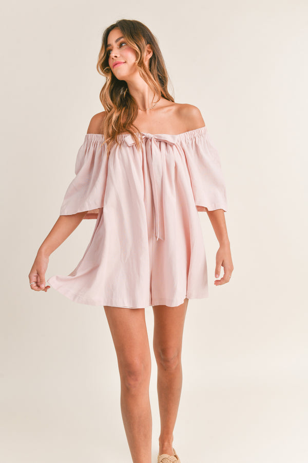 GOLDIE SQUARE NECK BOW TIED ROMPER