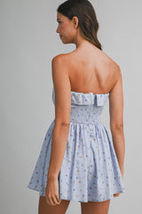 ESTELLA FLORAL PRINTED BACK SMOCKING ROMPER