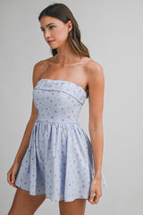 ESTELLA FLORAL PRINTED BACK SMOCKING ROMPER