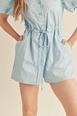 LUCILLE PUFF SLEEVE SHIRTS COLLAR ROMPER