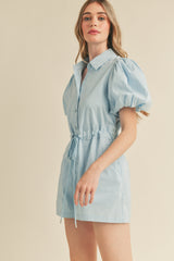 LUCILLE PUFF SLEEVE SHIRTS COLLAR ROMPER