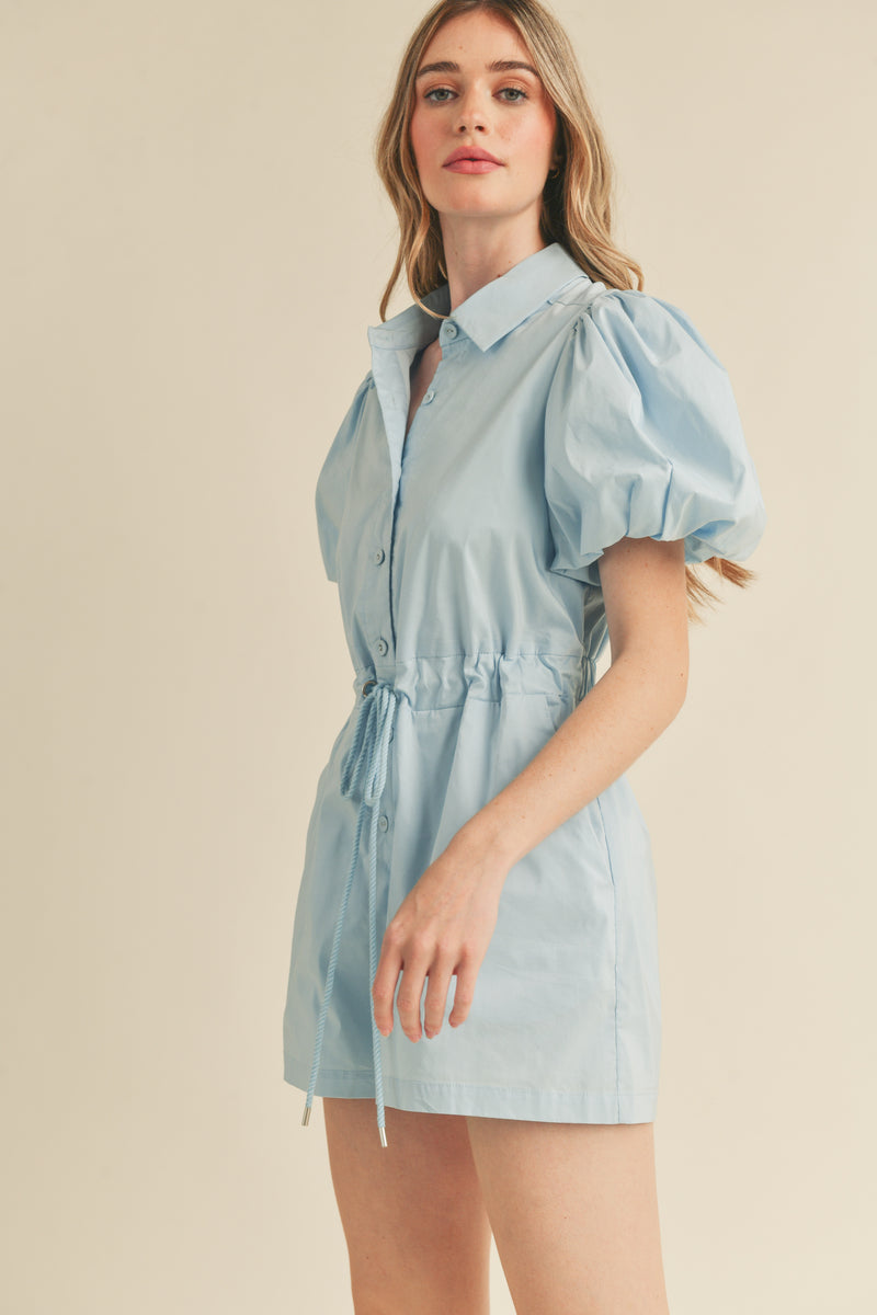 LUCILLE PUFF SLEEVE SHIRTS COLLAR ROMPER