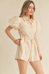 LUCILLE PUFF SLEEVE SHIRTS COLLAR ROMPER