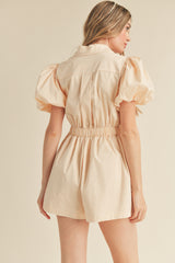 LUCILLE PUFF SLEEVE SHIRTS COLLAR ROMPER