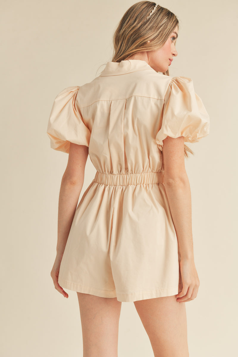 LUCILLE PUFF SLEEVE SHIRTS COLLAR ROMPER