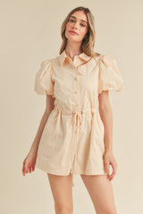 LUCILLE PUFF SLEEVE SHIRTS COLLAR ROMPER