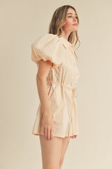 LUCILLE PUFF SLEEVE SHIRTS COLLAR ROMPER