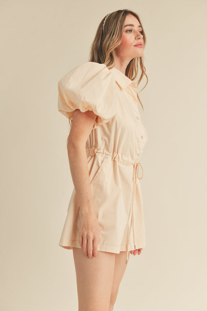 LUCILLE PUFF SLEEVE SHIRTS COLLAR ROMPER