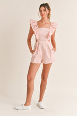 ILIANA RUFFLED SLEEVE CUT OUT ROMPER