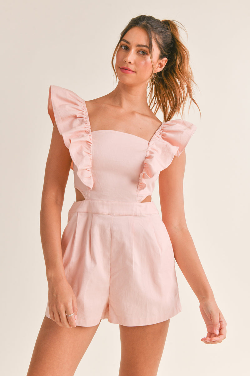 ILIANA RUFFLED SLEEVE CUT OUT ROMPER