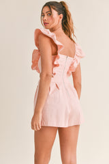 ILIANA RUFFLED SLEEVE CUT OUT ROMPER