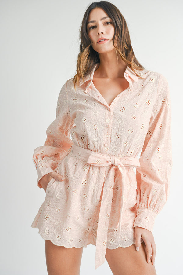 OLGA EMBROIDERED SHIRTS COLLAR ROMPER