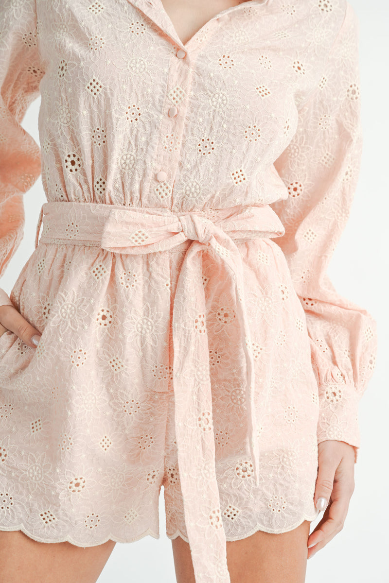 OLGA EMBROIDERED SHIRTS COLLAR ROMPER