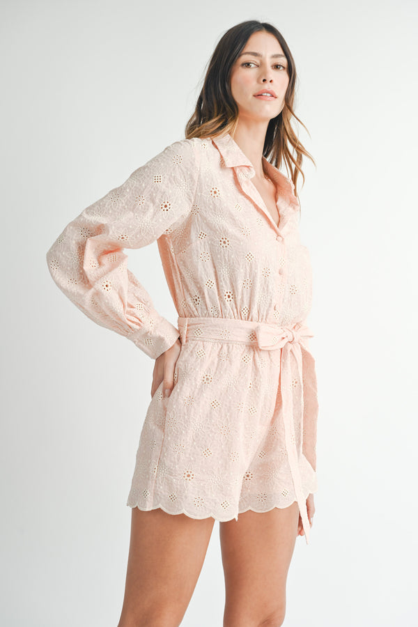 OLGA EMBROIDERED SHIRTS COLLAR ROMPER