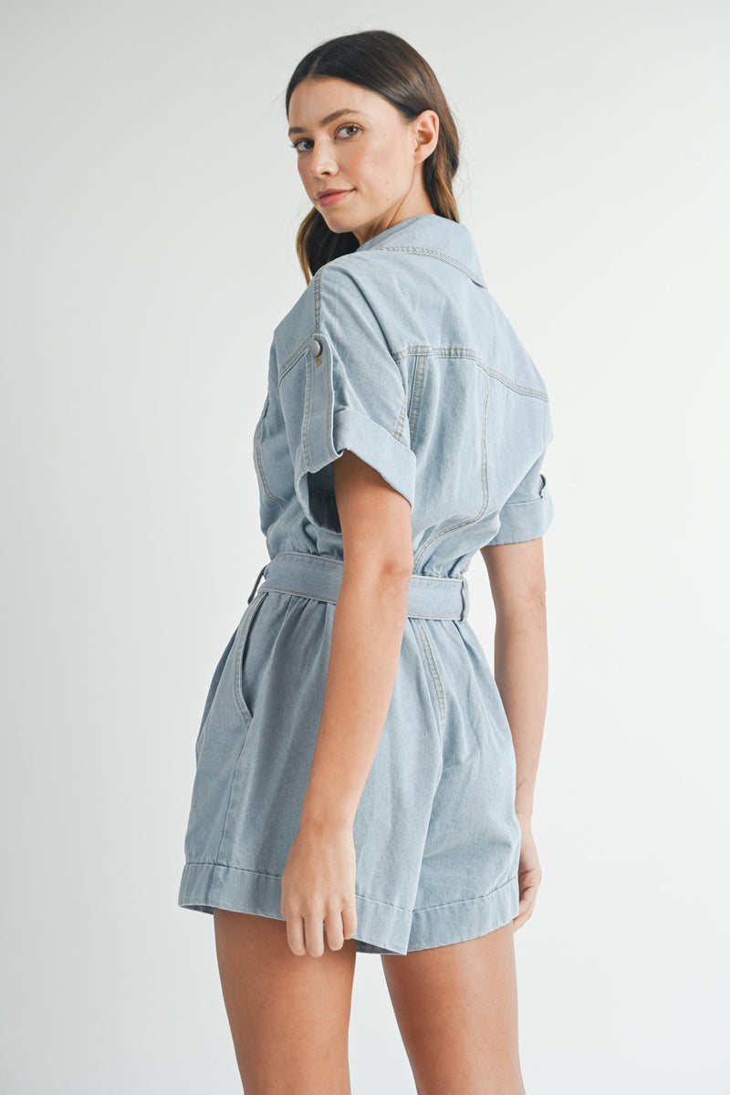 YUI MOTO DENIM ROMPER