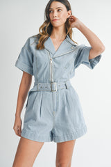 YUI MOTO DENIM ROMPER