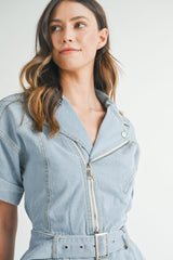 YUI MOTO DENIM ROMPER