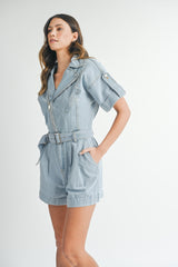 YUI MOTO DENIM ROMPER