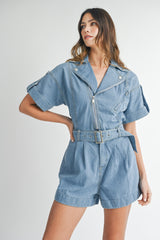 YUI MOTO DENIM ROMPER